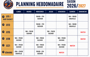 Planning Hebdomadaire saison 2026-2027